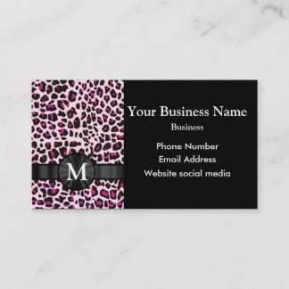 Tarjeta De Visita Patrón de impresión de leopardo rosa monogramado