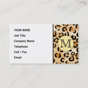 Tarjeta De Visita Patrón de impresión de monograma Leopardo person