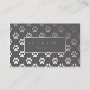 Tarjeta De Visita Patrón De Impresión De Papel Plateado Y Gris   Dog
