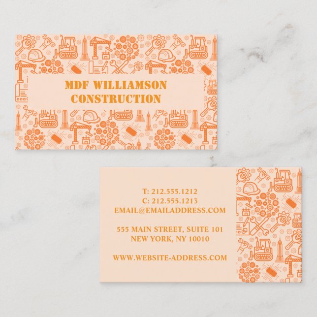 Tarjeta De Visita patrón de ingeniero arquitectónico pardo de diseño (Anverso / Reverso)