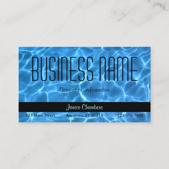 Tarjeta De Visita Patrón de la Piscina Azul (Anverso)
