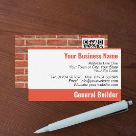 Tarjeta De Visita Patrón de ladrillos de House Builder con código QR