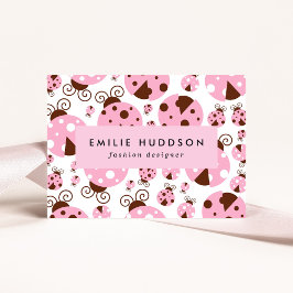 Tarjeta De Visita Patrón De Ladybugs, Cute Ladybugs, Pink Ladybugs