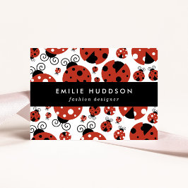 Tarjeta De Visita Patrón De Ladybugs, Cute Ladybugs, Red Ladybugs