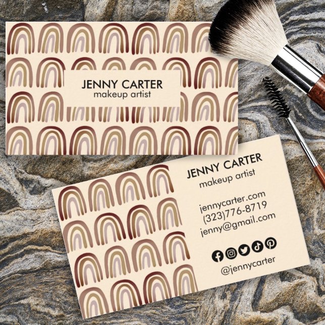 Tarjeta De Visita Patrón de las lluvias de tierra neutra Boho Brown  (Subido por el creador)