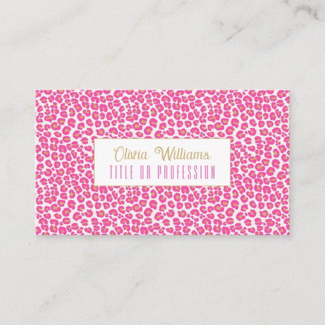 Tarjeta De Visita Patrón de Leopardo de oro rosado caliente (Anverso)