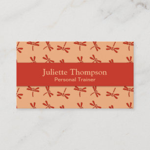 Tarjeta De Visita Patrón de libélula japonesa, Naranja de corales