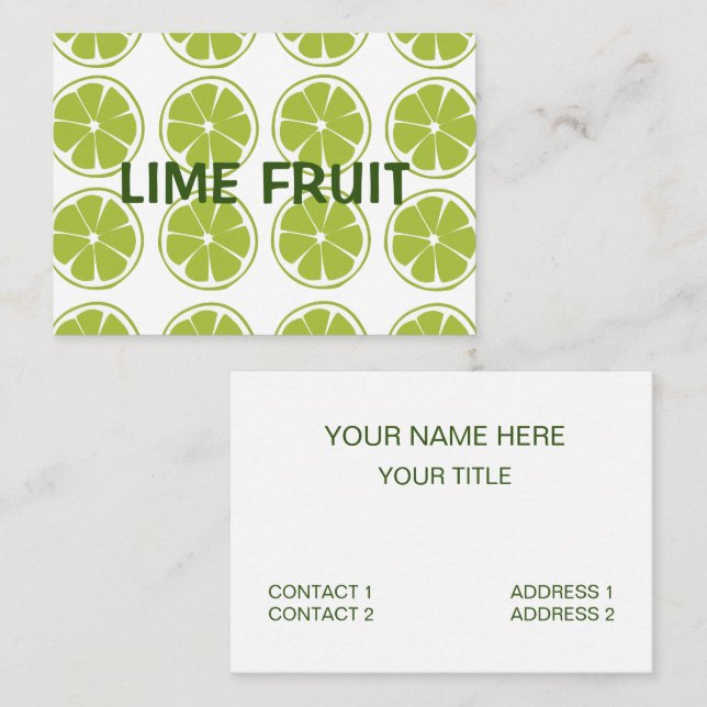 Tarjeta De Visita Patrón de Lima Verde Fruta de Lima (Anverso / Reverso)