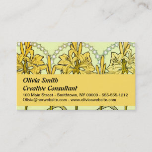 Tarjeta De Visita Patrón de lirio Art Nouveau de Alphonse Mucha vint