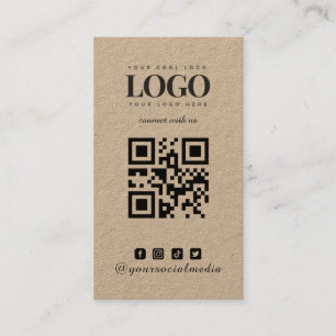 Tarjeta De Visita Patrón de logotipo de Kraft y código QR en Instagr