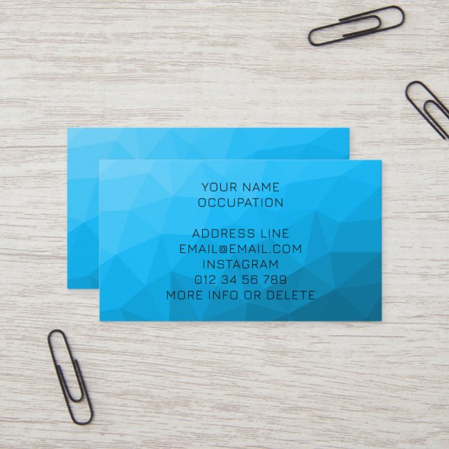 Tarjeta De Visita Patrón de malla geométrica de gradiente cian azul  (Anverso/Reverso In Situ)