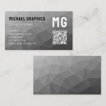 Patrón de malla geométrica gris Código QR Monogram
