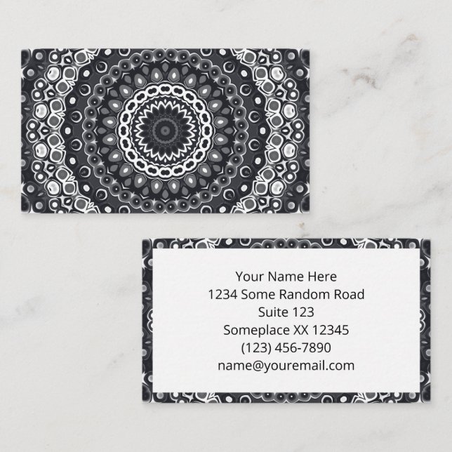 Tarjeta De Visita Patrón de manala monocromo blanco y negro (Anverso / Reverso)