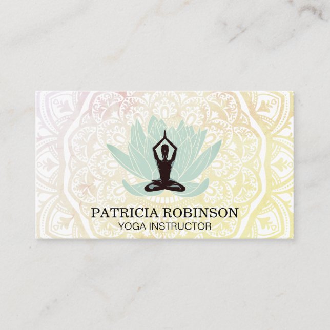Tarjeta De Visita Patrón de Mandala | Flor de Lotus (Anverso)