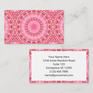 Tarjeta De Visita Patrón de Mandala Rojo y Rosa