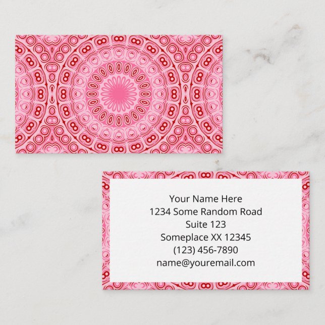 Tarjeta De Visita Patrón de Mandala rosa y Crimson (Anverso / Reverso)