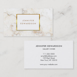 Tarjeta De Visita Patrón de mármol de oro blanco simple profesional