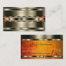 Tarjeta De Visita Patrón de mármol del Naranja de efecto cromado