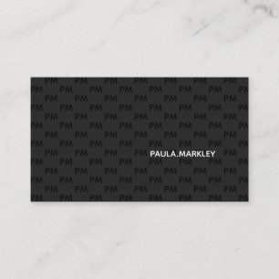 Tarjeta De Visita Patrón de monograma moderno gris negro simple