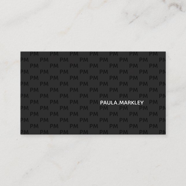 Tarjeta De Visita Patrón de monograma moderno gris negro simple (Anverso)