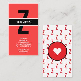 Tarjeta De Visita Patrón de monograma rojo negro blanco clásico resi
