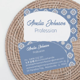 Tarjeta De Visita Patrón de mosaico de flor Naranja simétrico invers