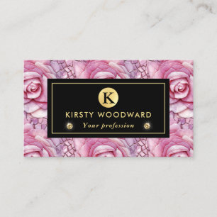 Tarjeta De Visita Patrón de mosaico de rosa rosa elegante