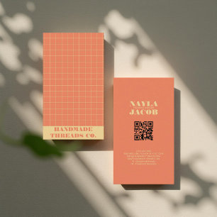 Tarjeta De Visita Patrón de Naranja moderno revisado Código QR