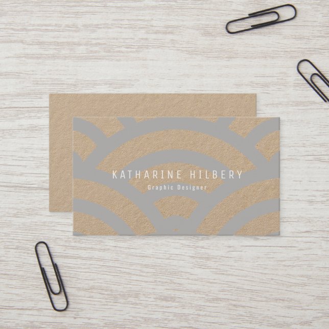 Tarjeta De Visita Patrón de onda gris claro Kraft Paper Business Car (Anverso/Reverso In Situ)