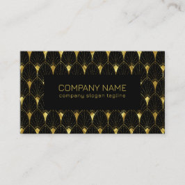 Tarjeta De Visita Patrón De Oro Luminoso Y Art Decó Negro
