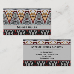 Tarjeta De Visita Patrón de oro negro gris rojo nativo tribal