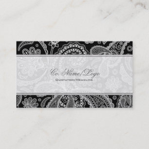 Tarjeta De Visita Patrón de paisley blanco y negro