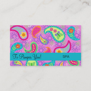 Tarjeta De Visita Patrón de paisley moderno turquesa magenta rosa