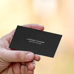 Tarjeta De Visita Patrón de paisley negro y blanco reversible elegan
