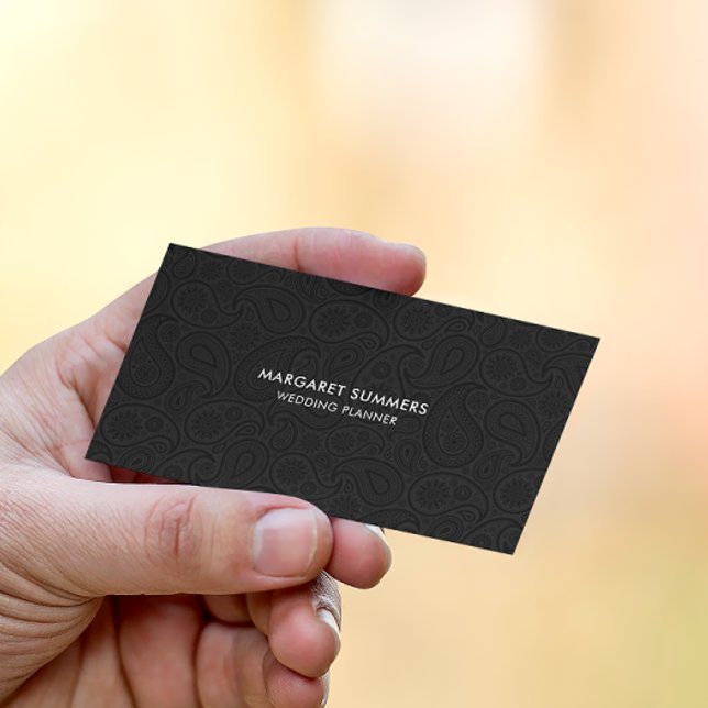 Tarjeta De Visita Patrón de paisley negro y blanco reversible elegan (Subido por el creador)