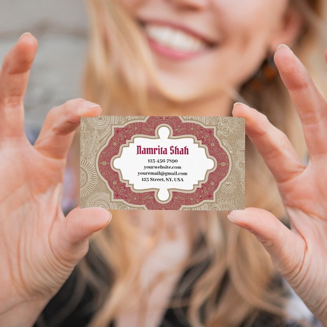 Tarjeta De Visita Patrón de paisleys modernos de Damask con eleganci (Subido por el creador)