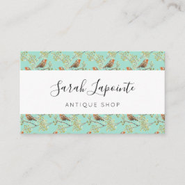 Tarjeta De Visita Patrón de pájaro Robin europeo pintado de época