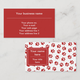 Tarjeta De Visita Patrón De Patas, Patas De Perro, Patas De Gatos, P