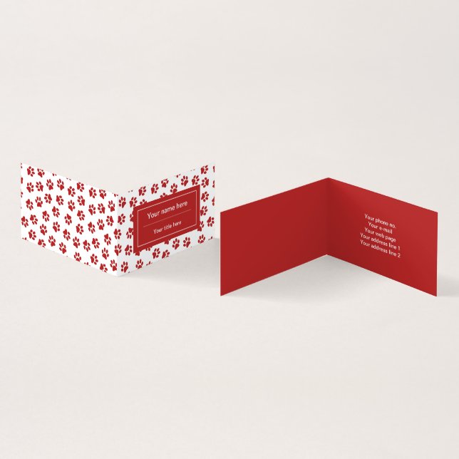 Tarjeta De Visita Patrón De Patas, Patas De Perro, Patas De Gatos, P (Interior y exterior)