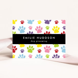 Tarjeta De Visita Patrón De Paws, Perro Groomer, Perro Walker, Tiend