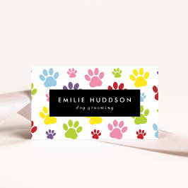 Tarjeta De Visita Patrón De Paws, Perro Groomer, Perro Walker, Tiend