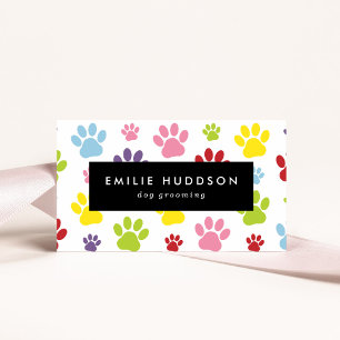 Tarjeta De Visita Patrón De Paws, Perro Groomer, Perro Walker, Tiend