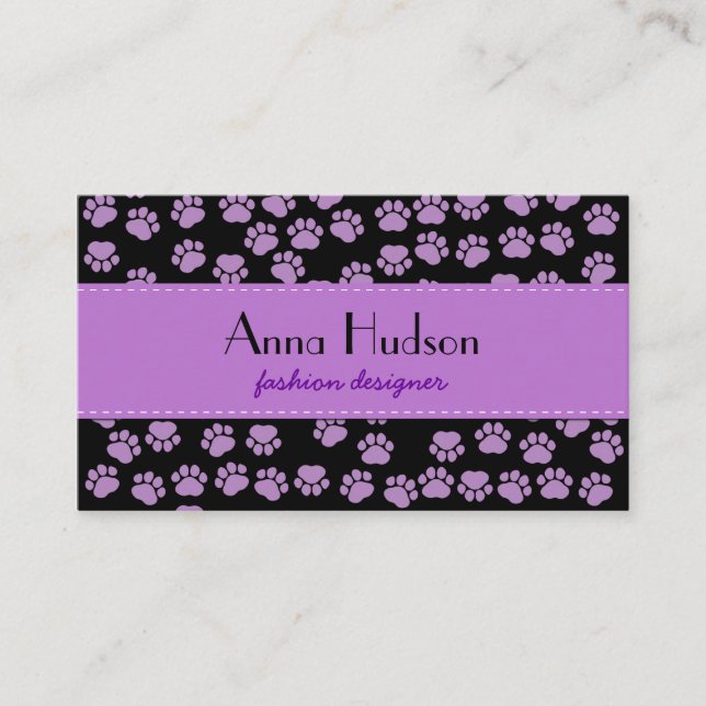 Tarjeta De Visita Patrón De Paws, Perro Groomer, Perro Walker, Tiend (Anverso)