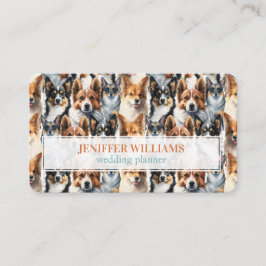 Tarjeta De Visita Patrón de perro Corgi en acuarela adorable