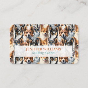 Tarjeta De Visita Patrón de perro Corgi en acuarela adorable