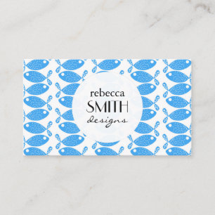 Tarjeta De Visita Patrón de pescado, peces azules, pescadería, acuar