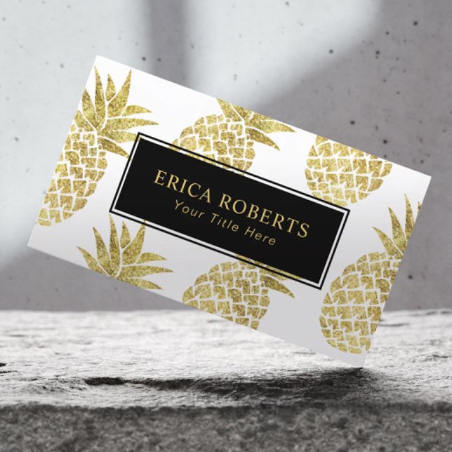 Tarjeta De Visita Patrón de piña dorada trópico moderno (Subido por el creador)