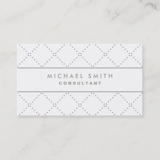 Tarjeta De Visita Patrón De Punto Elegante Profesional Blanco Simple (Anverso)