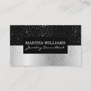 Tarjeta De Visita Patrón de puntos brillantes negro   Patrón natural