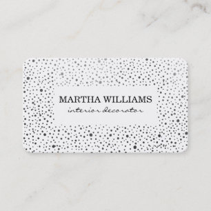 Tarjeta De Visita Patrón de puntos metálicos Blanco y negro